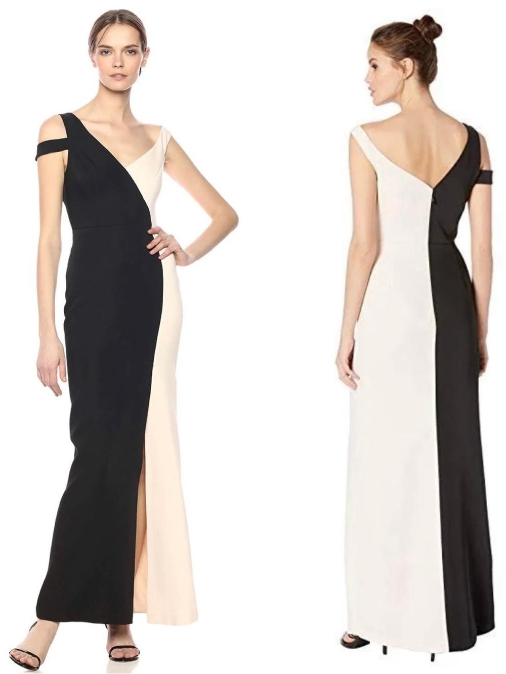 NWOT BCBGMAXARIA Colorblock Sleeveless Evening Dress, Black/Combo. Size 0